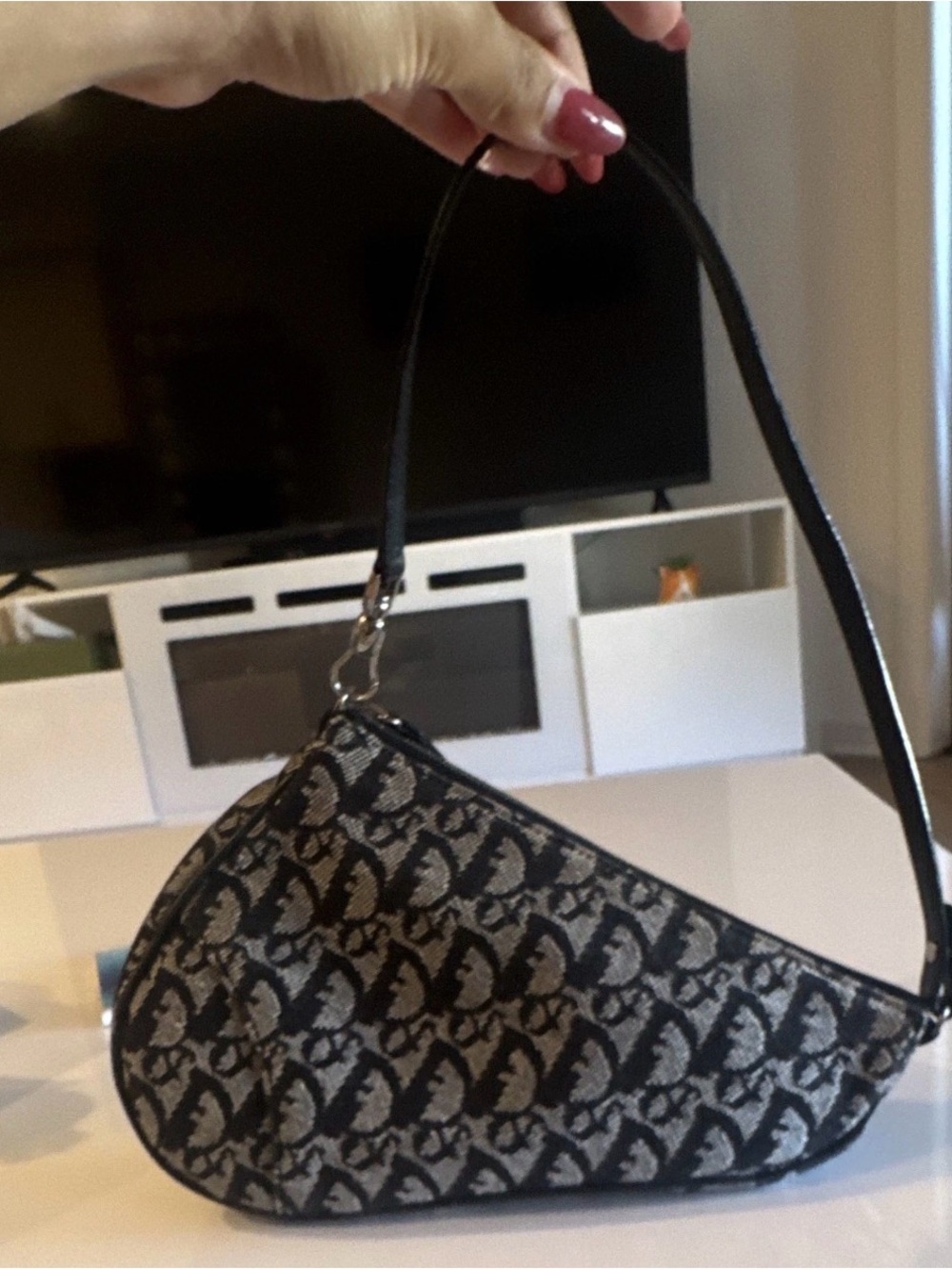 Dior Black and Gray Monogram Shoulder Bag